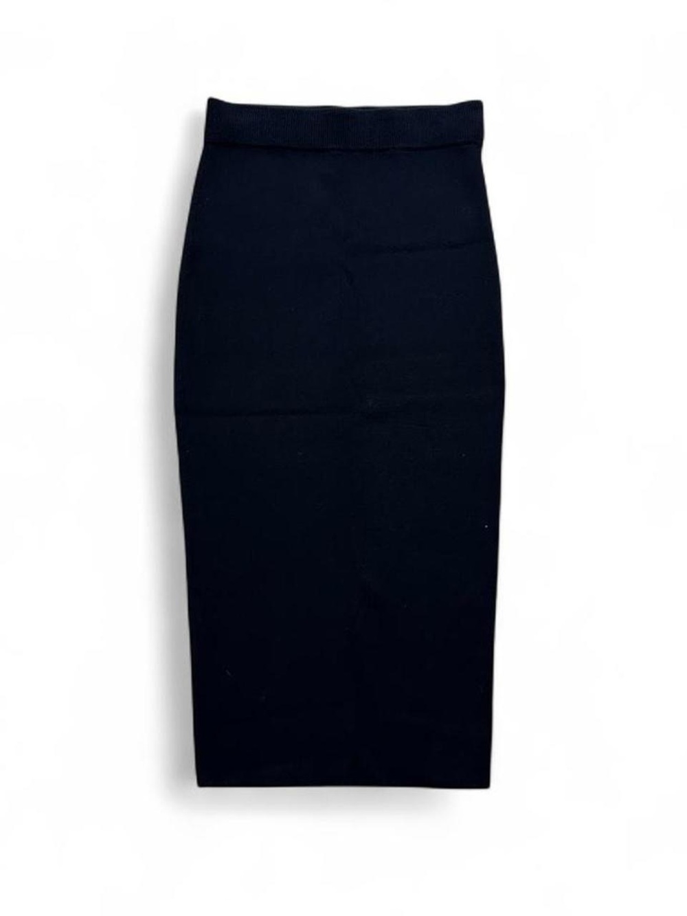 Open Edit Black Ribbed Knit Midi Skirt Size S